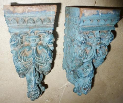Carved Peacock Brackets