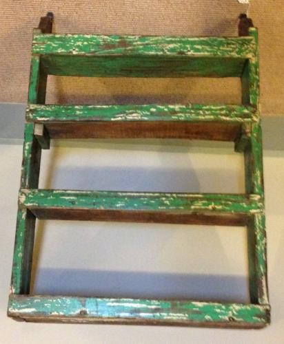 19th Cent Shelves in Worn Green Paint