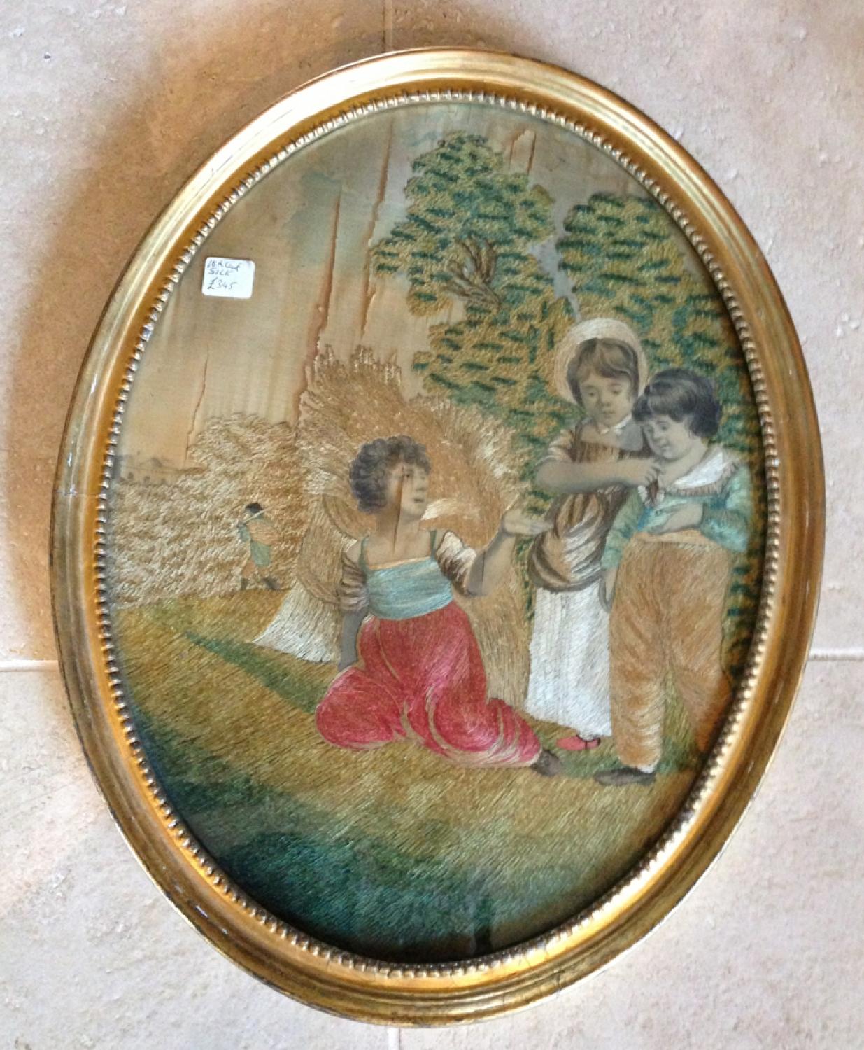 18th Cent Ebroidered Picture on Silk