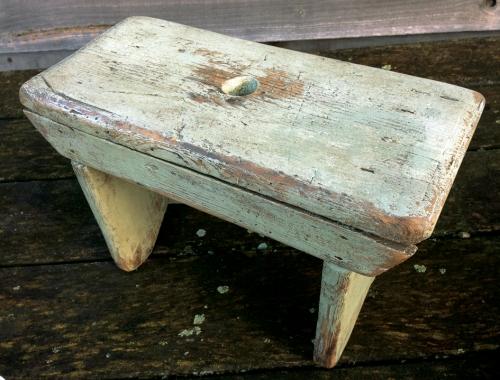 Small stool in pale green paint