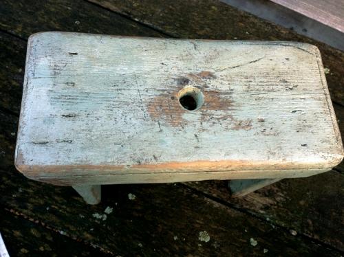 Small stool in pale green paint
