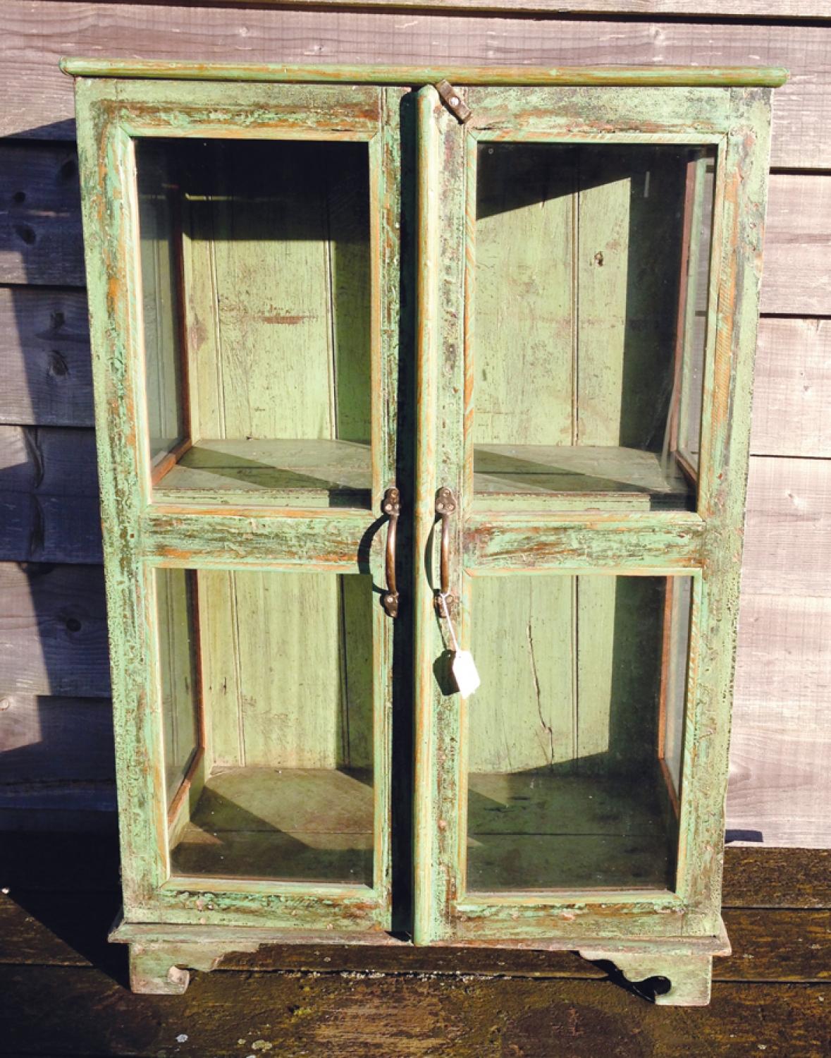 19th Cent Glazed cupboard in old Paint