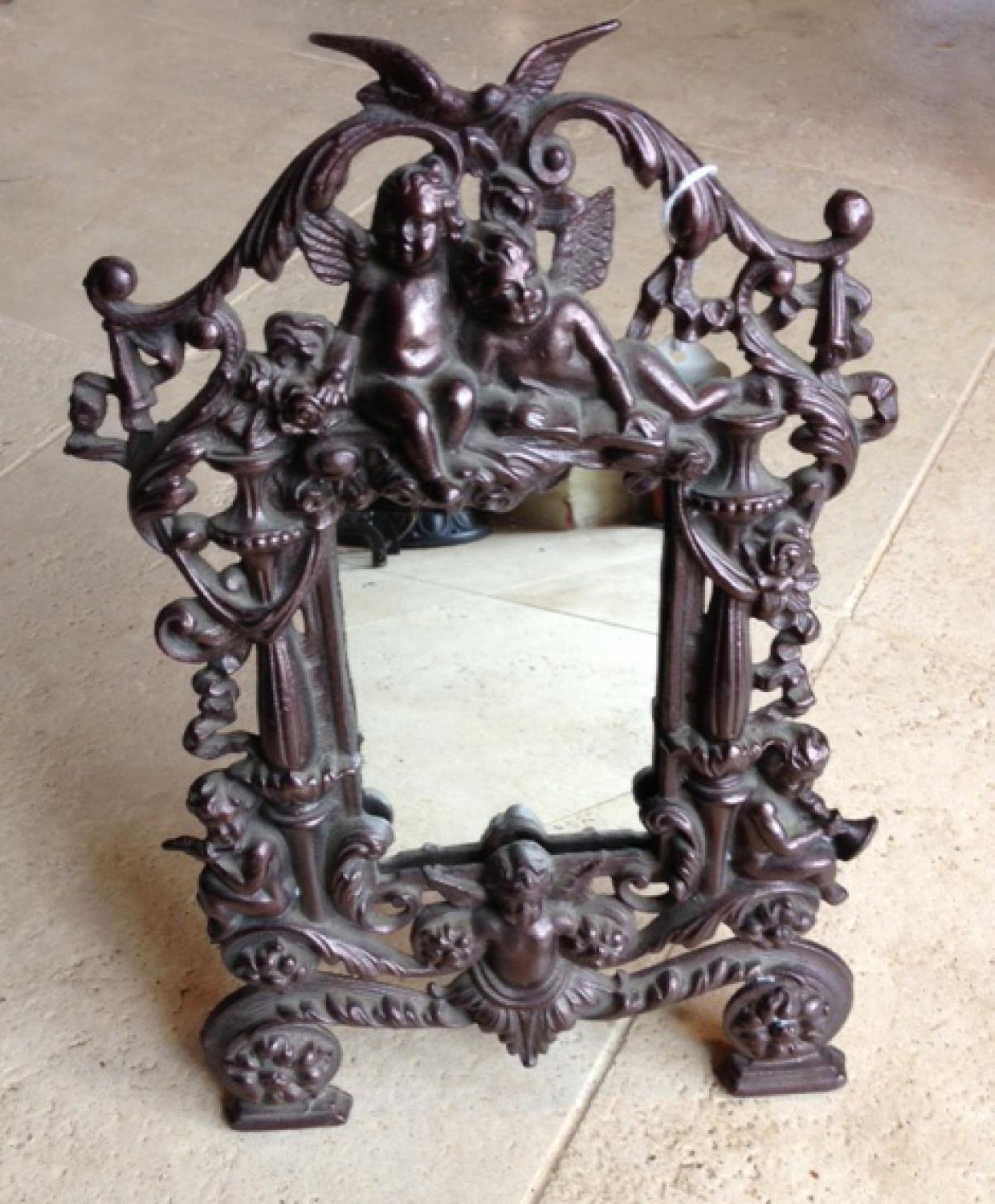Victorian Ornate Cast Iron Mirror-Frame
