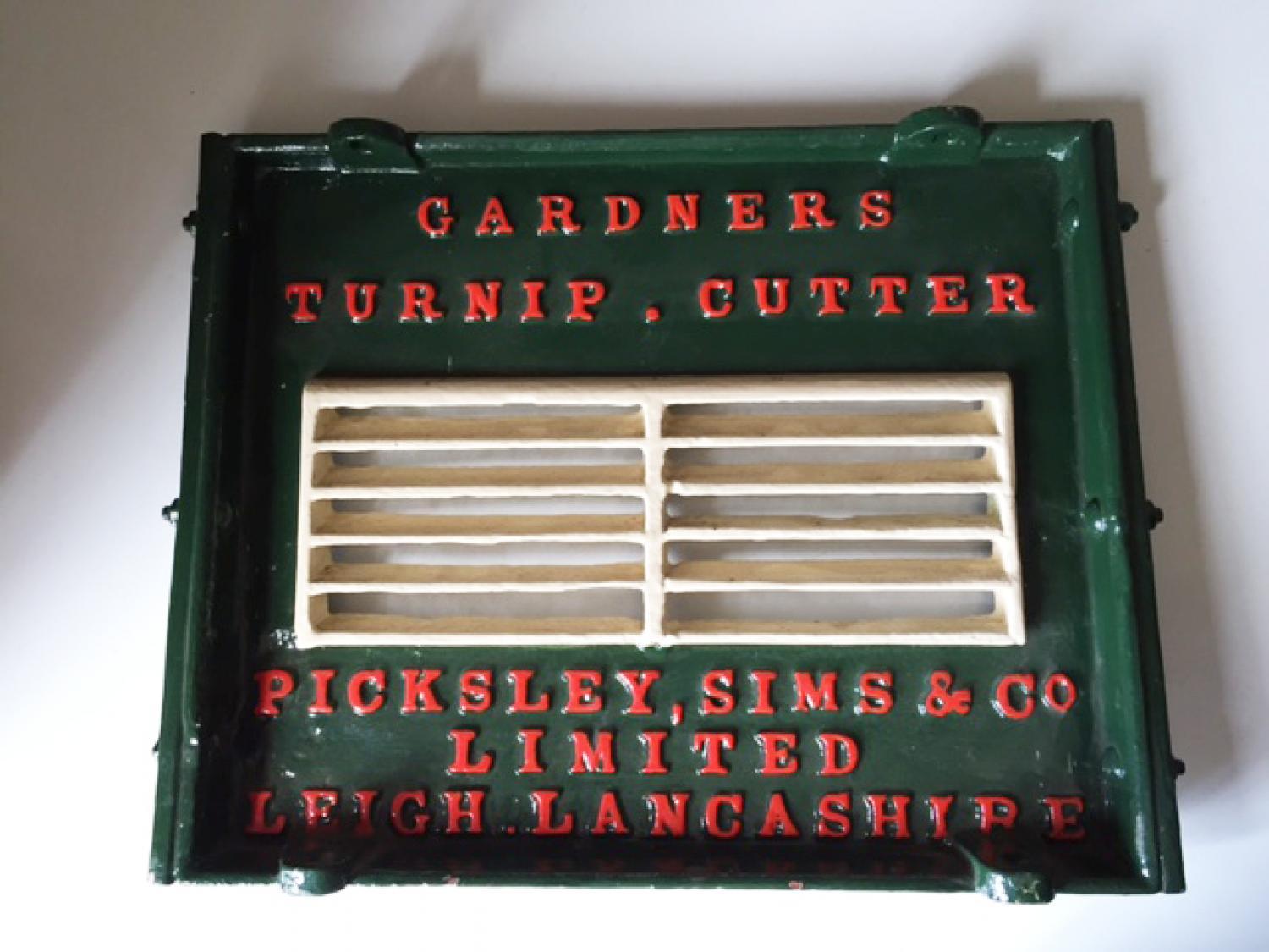 Gardners Turnip Cutter Plaque c.1862