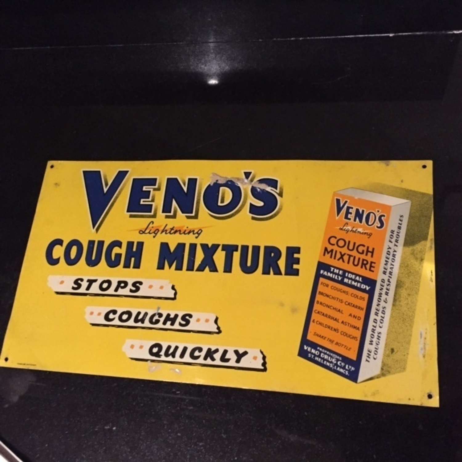Veno's Cough Cure Tin Sign