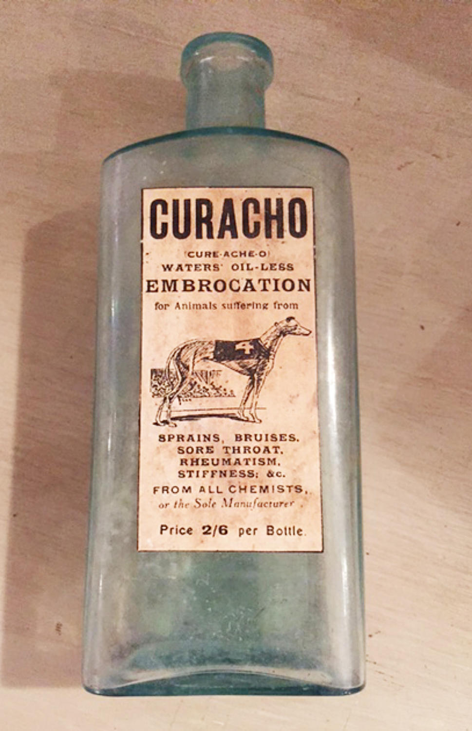 Curacho Embrocation bottle