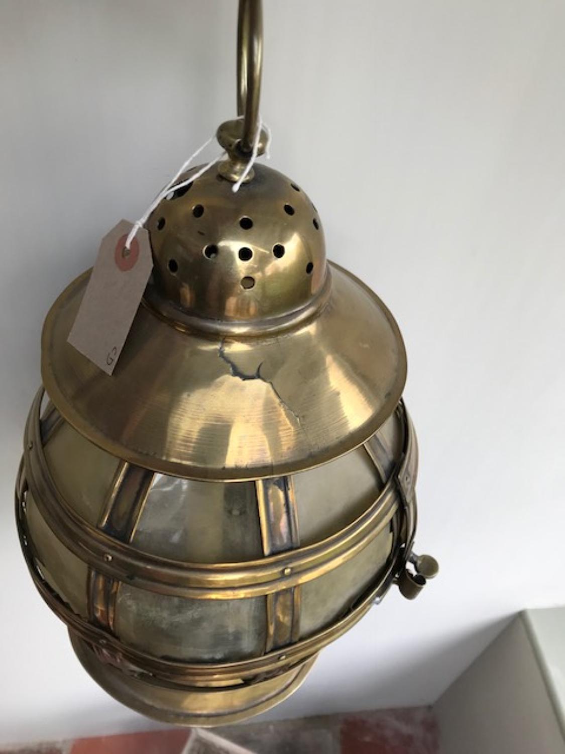 Rare 19th Cent Brass Horn Lantern