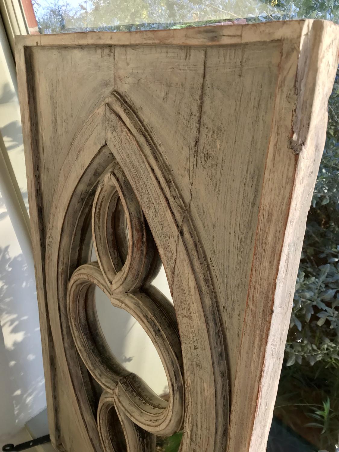 Carved Gothic Wood Mirror