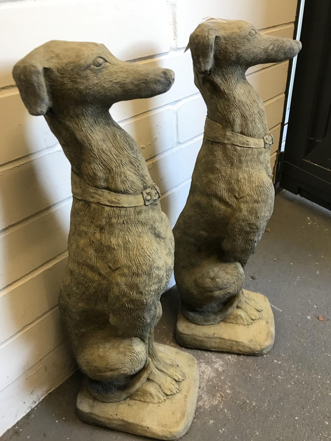 Pair of Large Stone Dogs