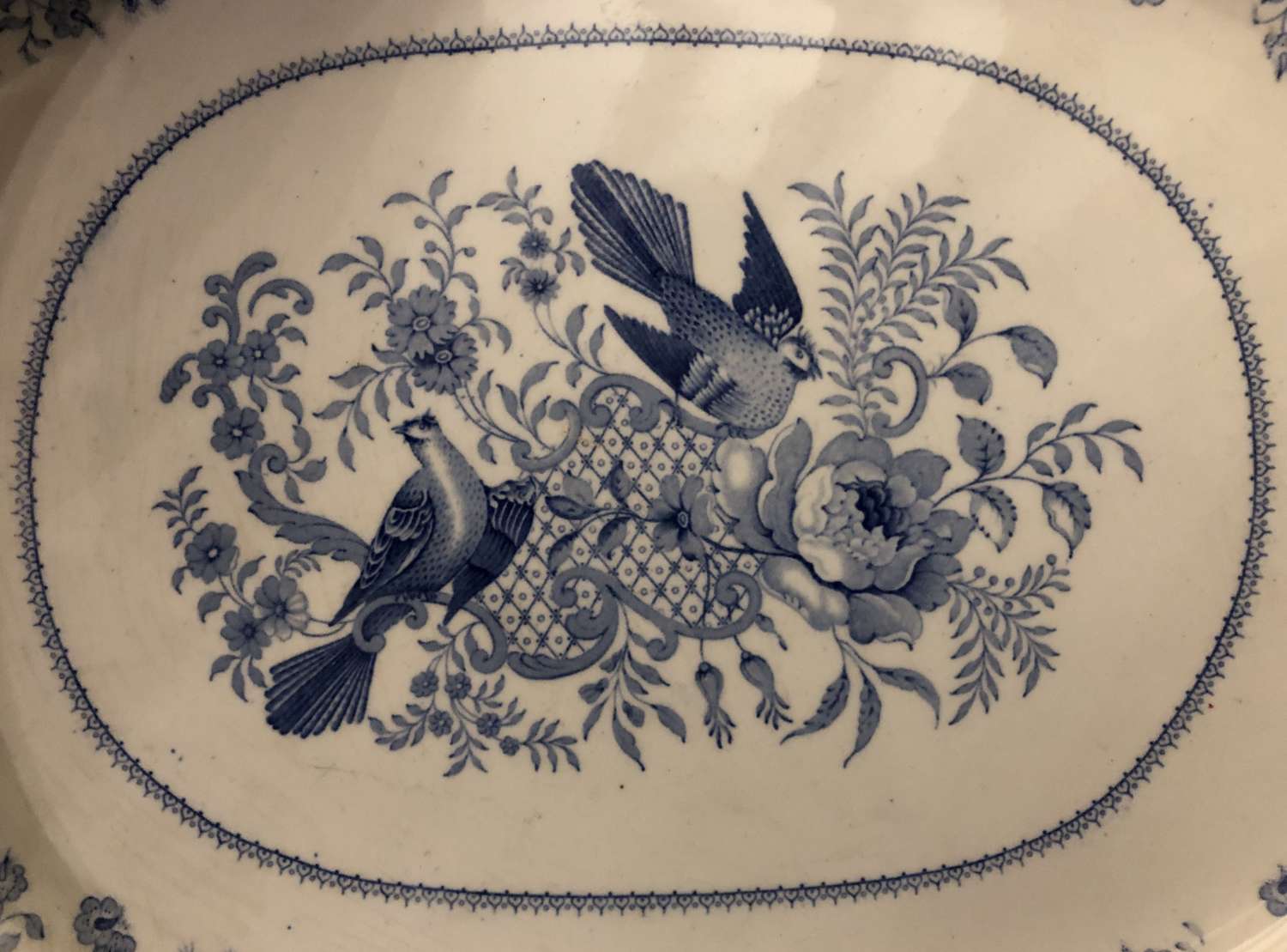 Victorian Blue & White Stoneware Platter