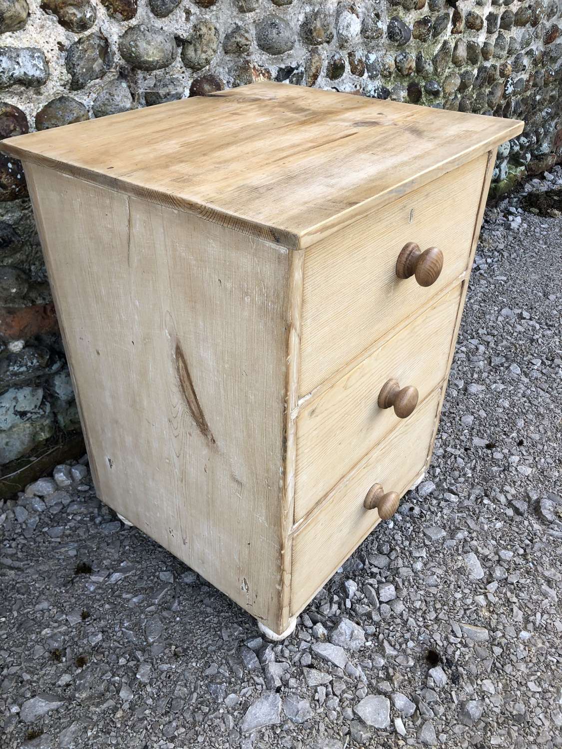 Small Pine Bedside Chest of 3 Drawers