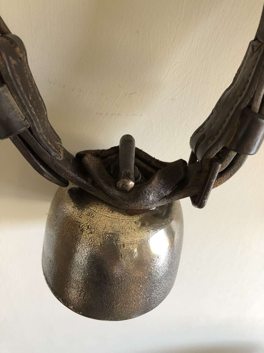 Large 18th Cent Brass Sheep Bell on collar