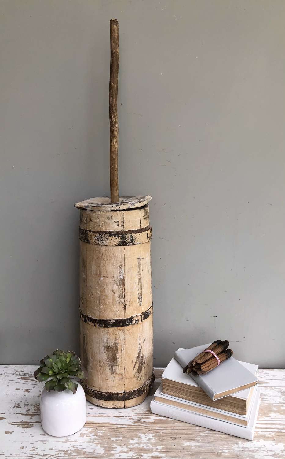 19th Cent Plunger Butter churn in original paint