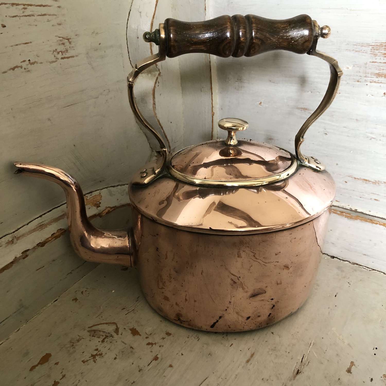 19th Cent Oval Copper Kettle