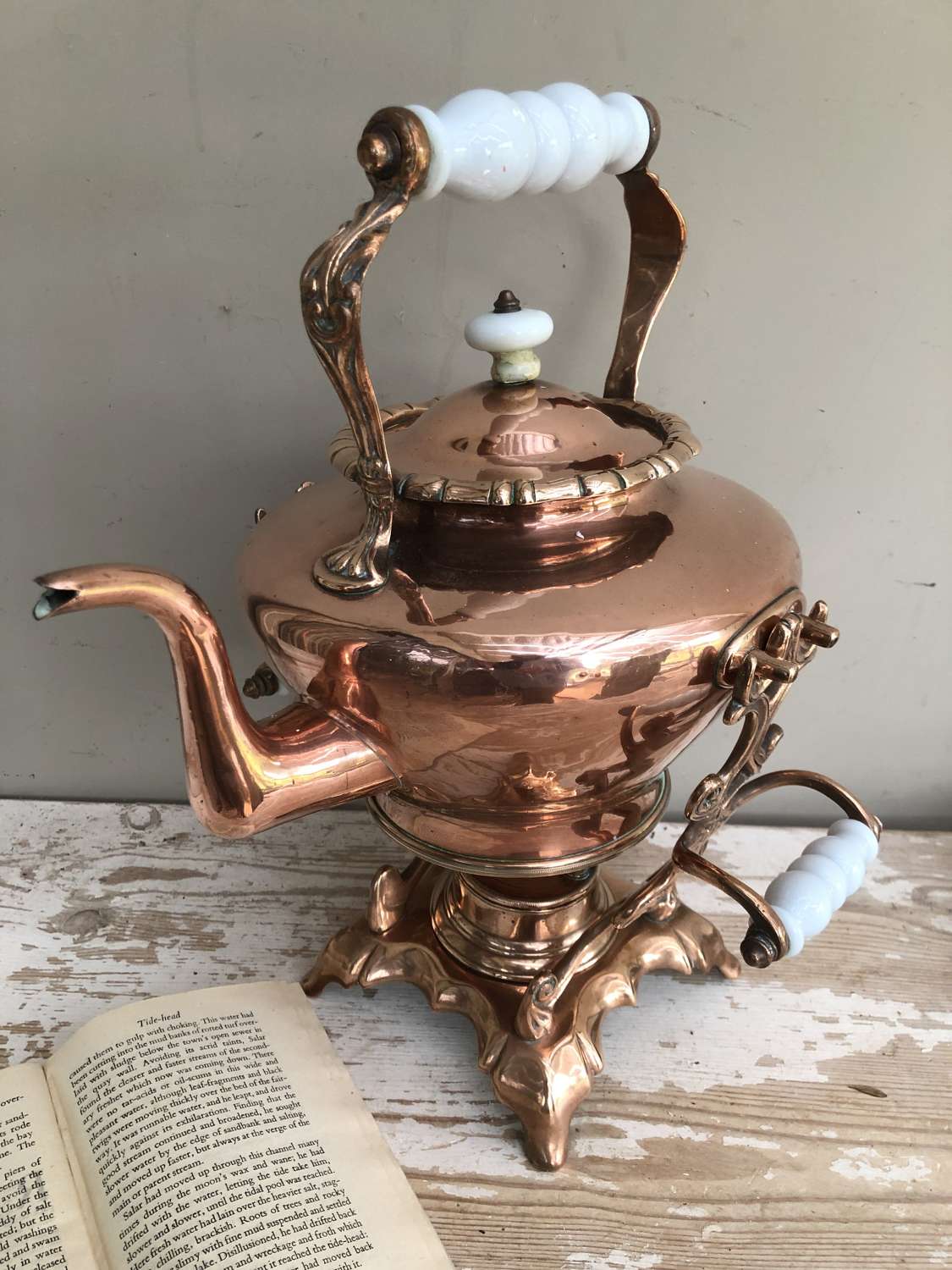 Stunning 19th Cent Copper Kettle on Stand