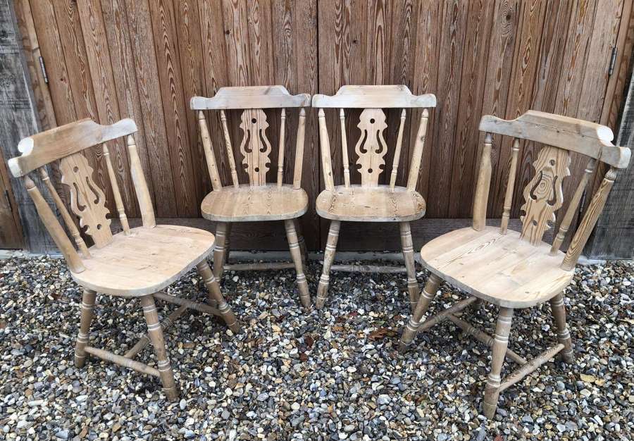 4 x Pale Pine Kitchen Chairs