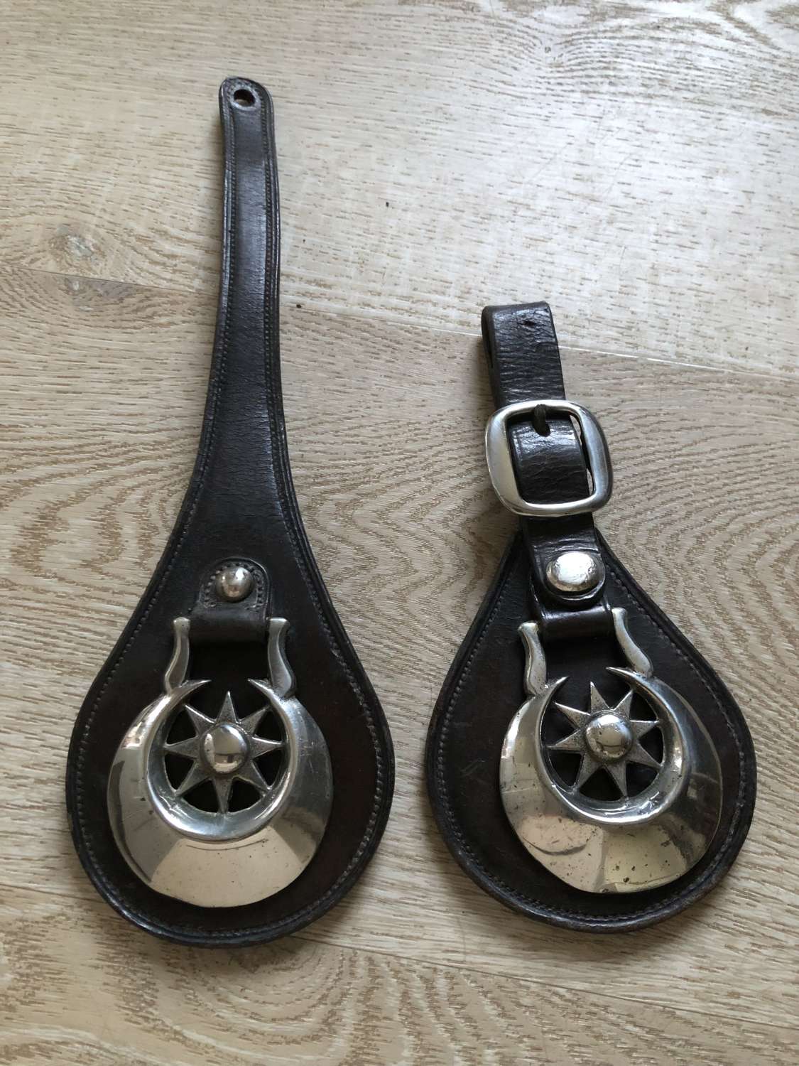 Pair of Steel Horse Brass Straps