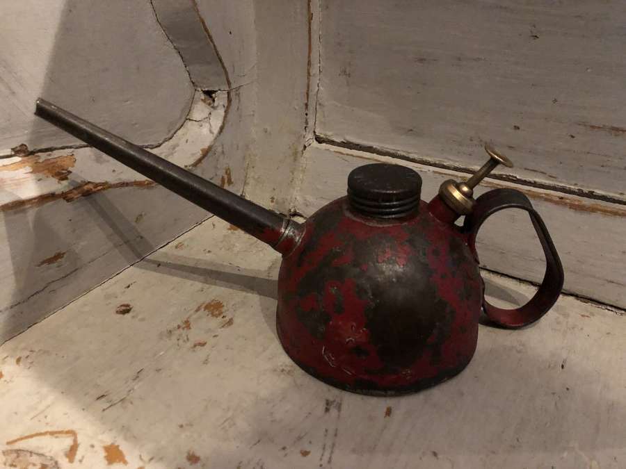 Unusual Round Red Oil Can