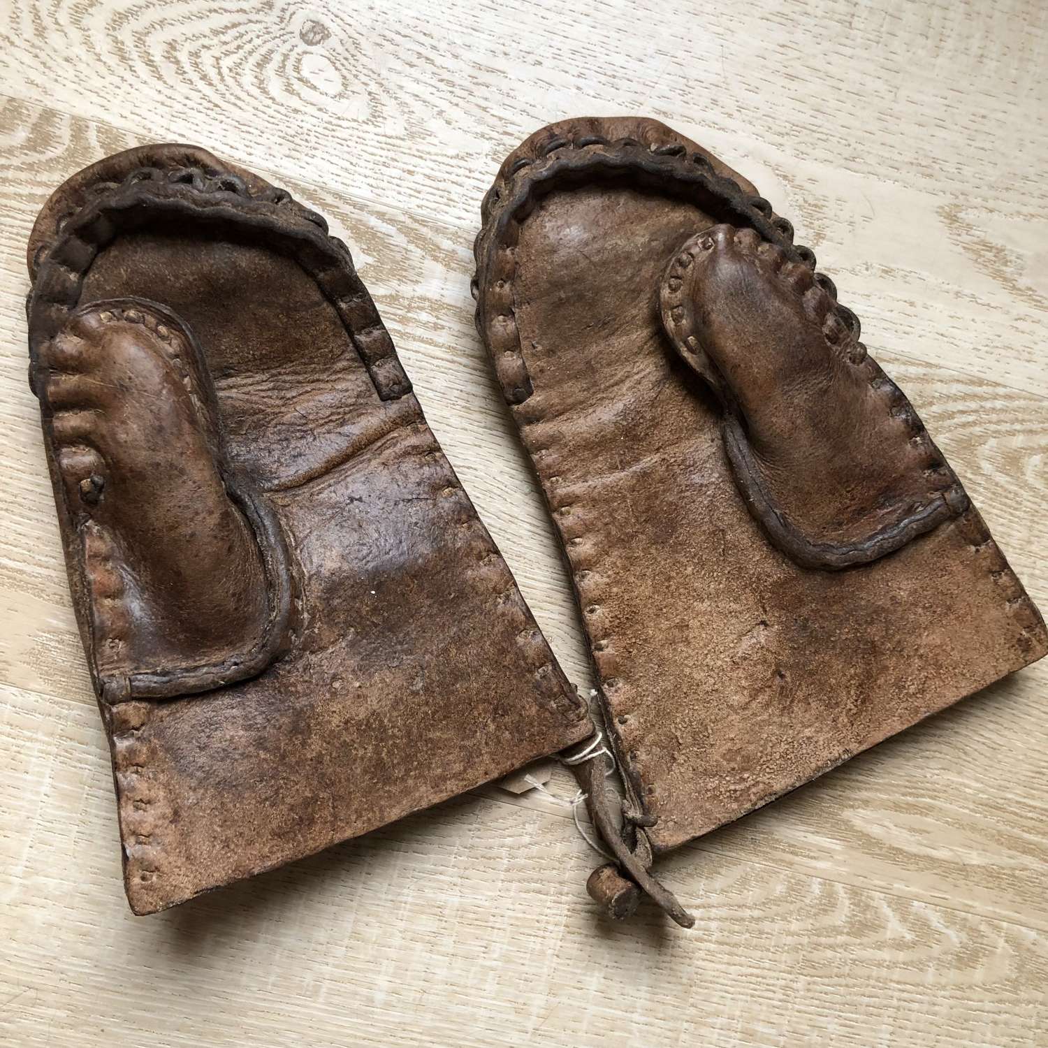 Pair of Antique Leather HEDGER'S MITTENS