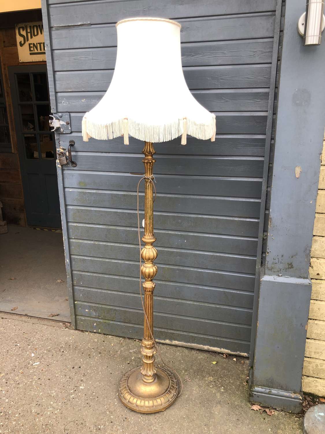 Antique Gilt Wood Standard Lamp