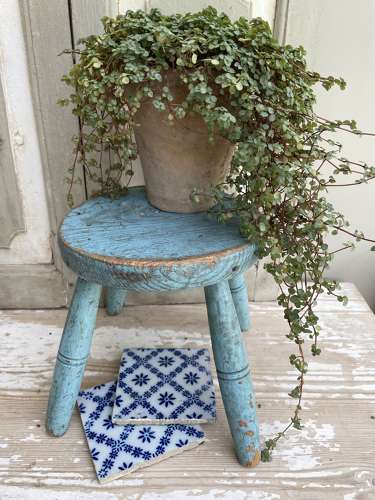 Small blue Elm Stool