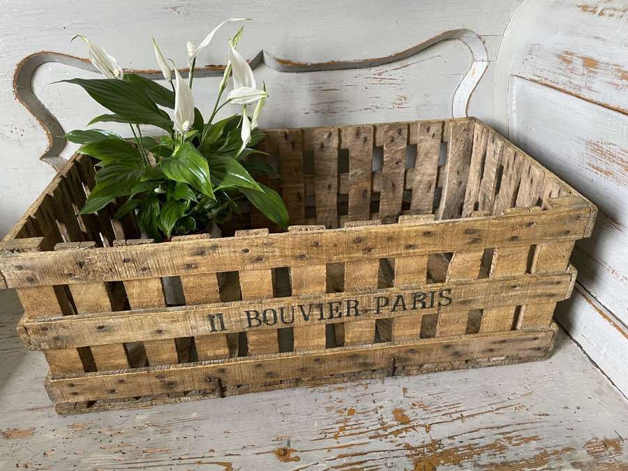 French Slatted Wooden Mushroom Crate