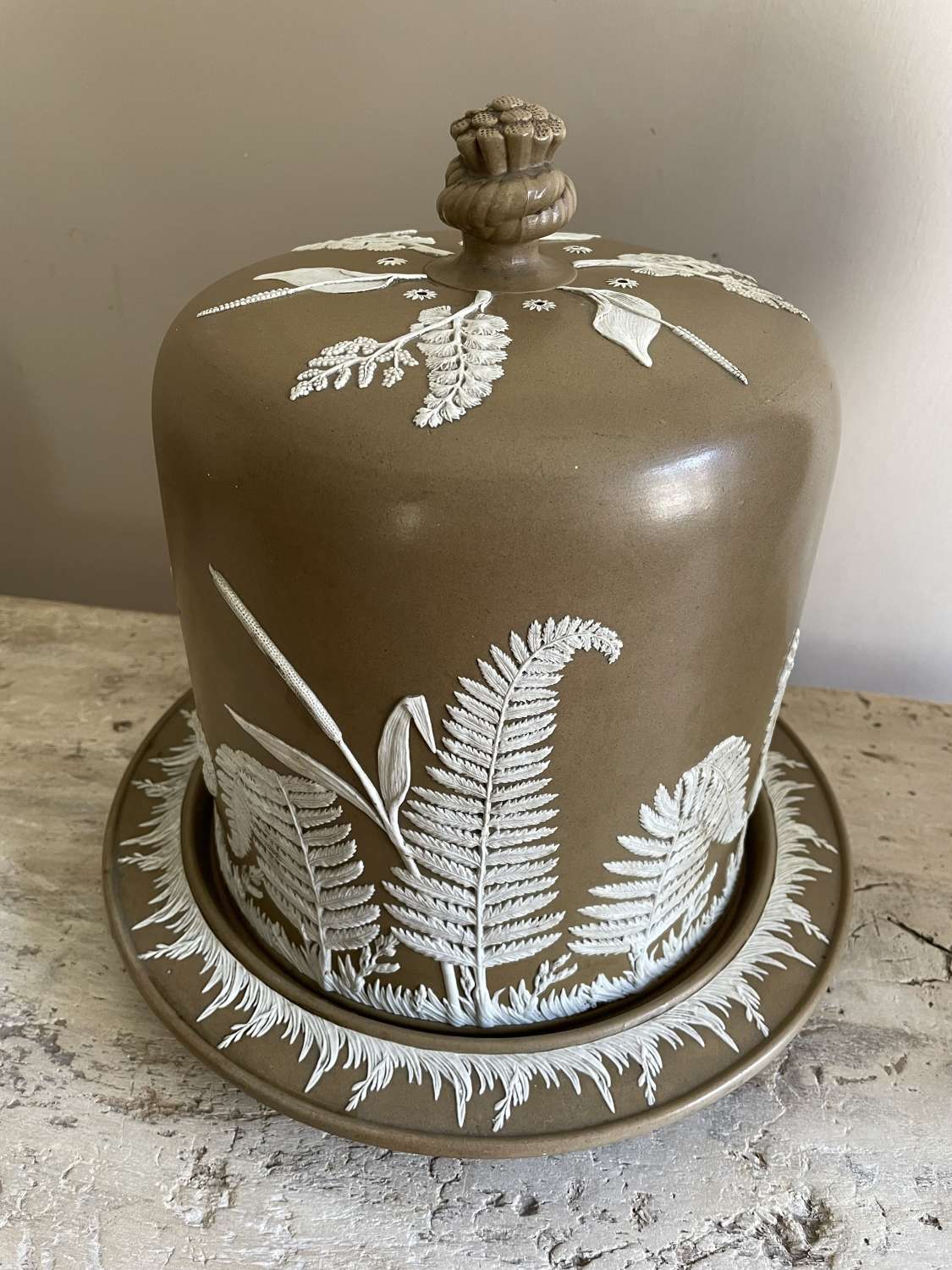 Large Antique Cheese Dome (Fern Design)