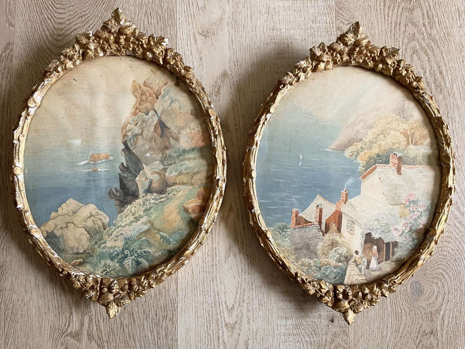 Pair of Sorrento Watercolours in Original Gilt Frames