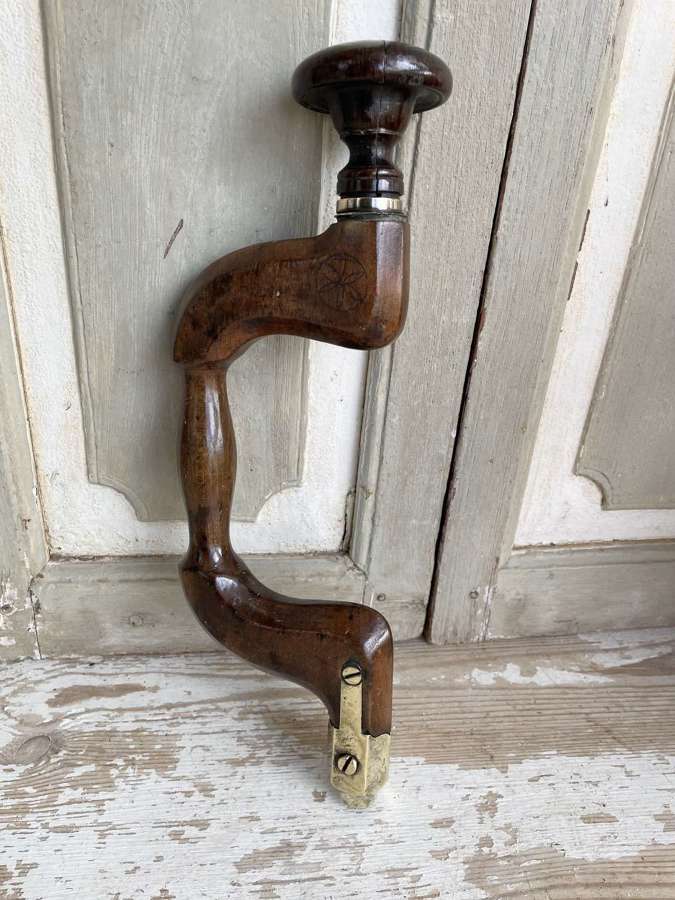 19th Cent Brass Inlaid Carpenter's Brace