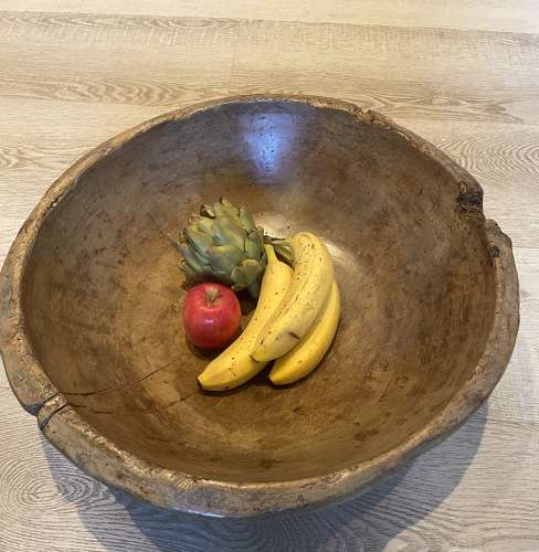 Very Large 18th Cent Sycamore Dairy Bowl