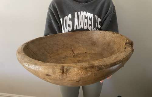 Very Large 18th Cent Sycamore Dairy Bowl