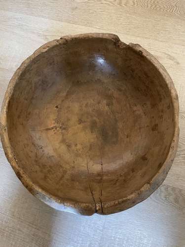 Very Large 18th Cent Sycamore Dairy Bowl