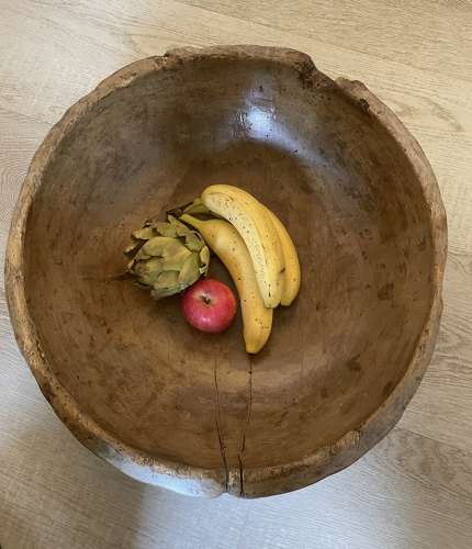 Very Large 18th Cent Sycamore Dairy Bowl