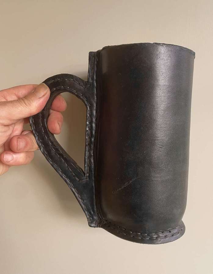 Large stitched leather tankard