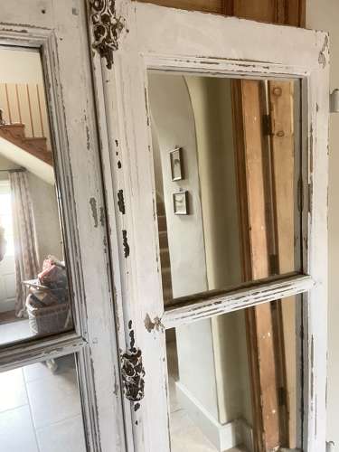 Pair Antique Chateau Window Mirrors