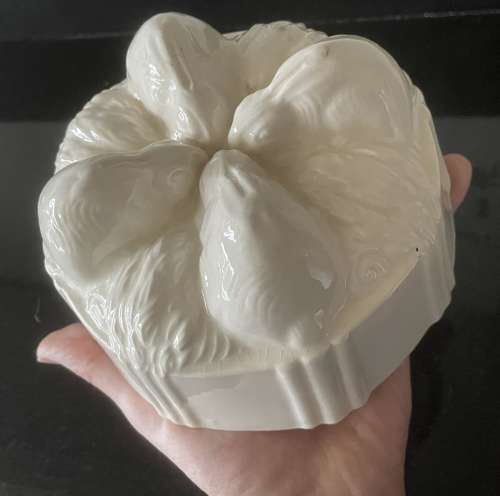 Victorian Creamware RABBITS FEEDING Jelly Mould