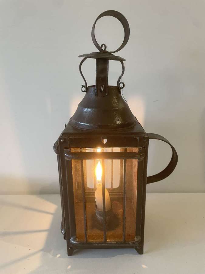 19th Cent Cottage Lantern with bars