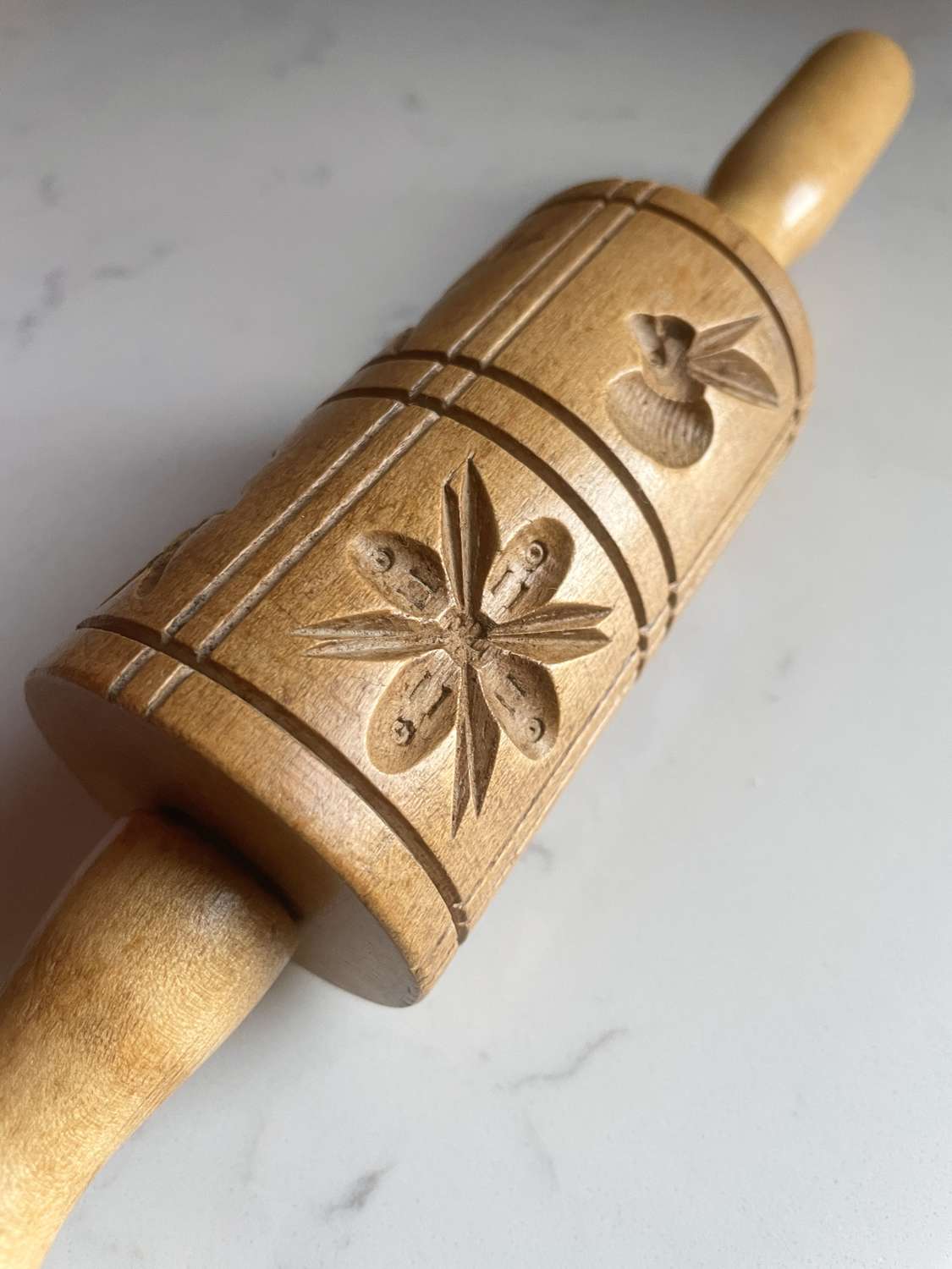 Vintage carved Biscuit Marker Rolling Pin