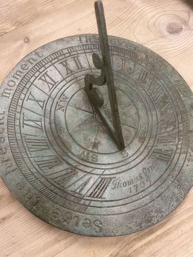 Large Antique Bronze Sundial