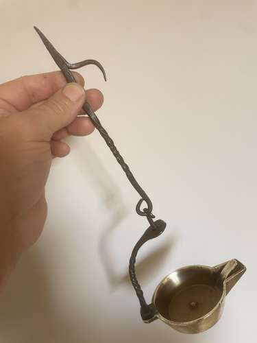 18th Cent Brass Crusie Lamp