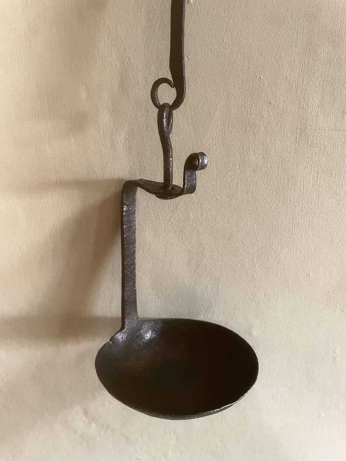 18th Cent Iron Wick Lamp