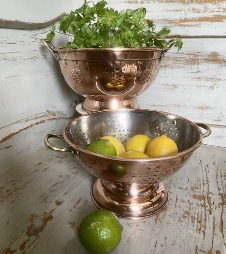 Antique Copper Colander 9 inch