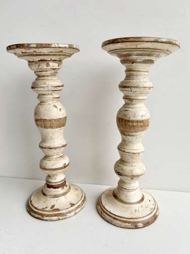 Decorative Painted Wood Candle Holders