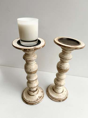 Decorative Painted Wood Candle Holders