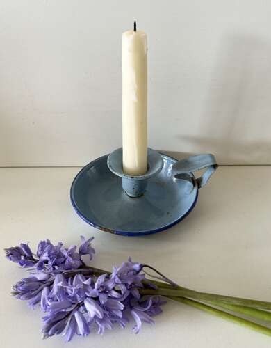 Blue Enamel Chamber Stick