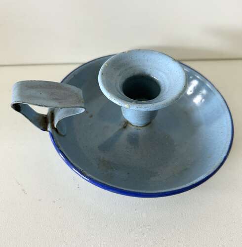 Blue Enamel Chamber Stick