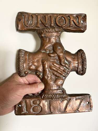 Rare, Original Union, Copper Fire Insurance Plaque