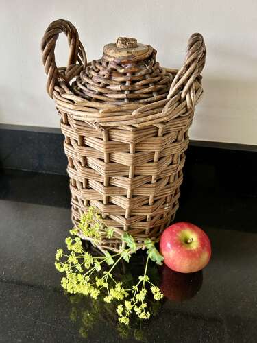 Antique Flagon in Original Wicker Casing