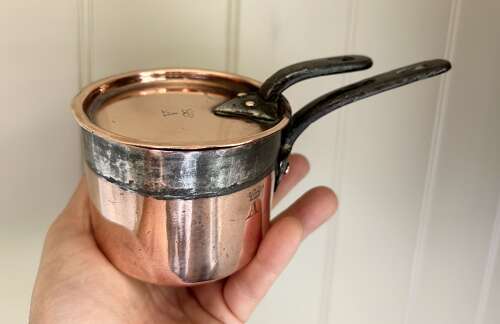 Small Victorian Copper Saucepan with Lid