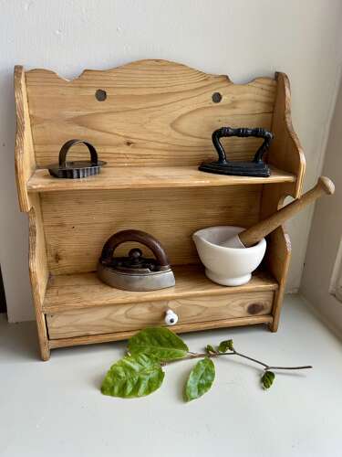 Small Antique Pine Kitchen Shelf